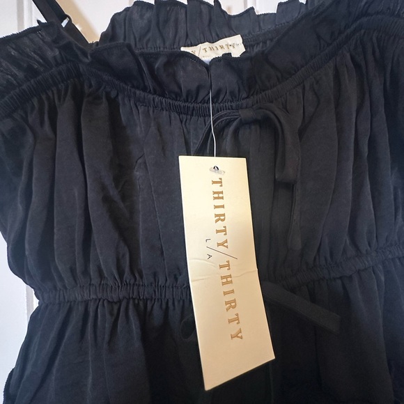 Thirty Thirty Tiered Black Front Tie Tank Top, Women’s Sz S- NWT  Flowy, Peplum - Picture 5 of 7